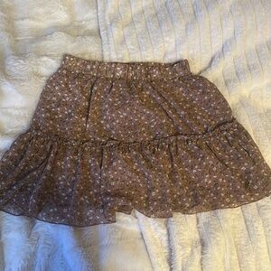 Brown flowery flowy skirt